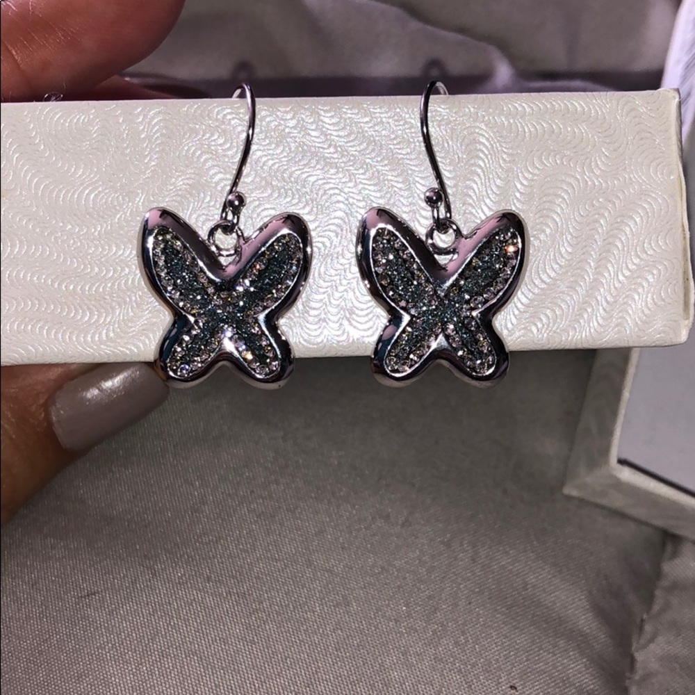 Sterling butterfly earrings with crystal detail
